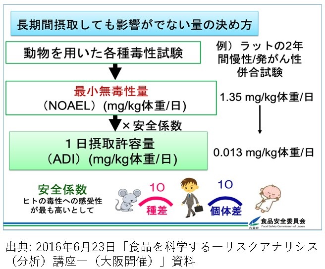 長期間摂取しても生協の無い量の算出方法