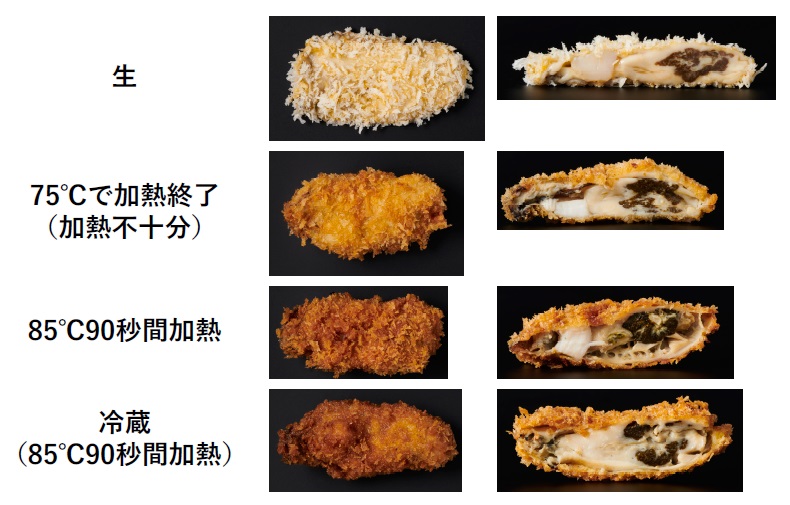 カキフライの外観と断面